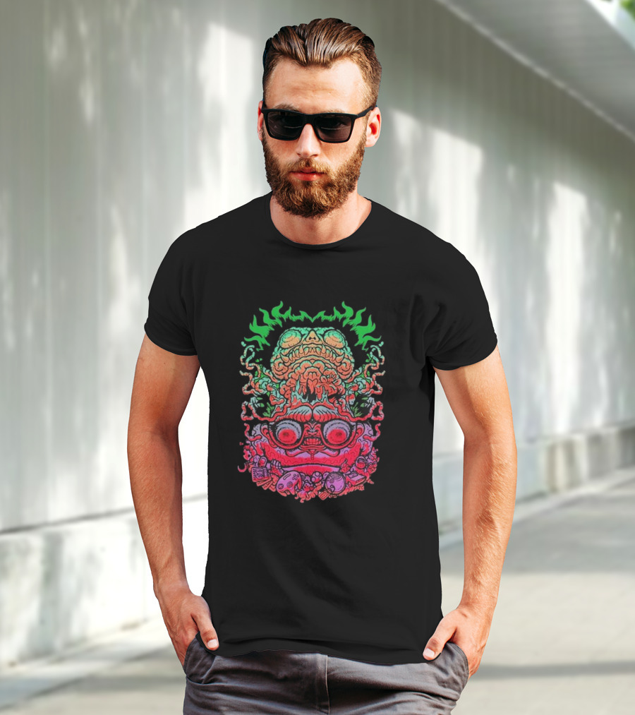 Papa Meat Psychedelic Skull Monster Stack T-Shirt