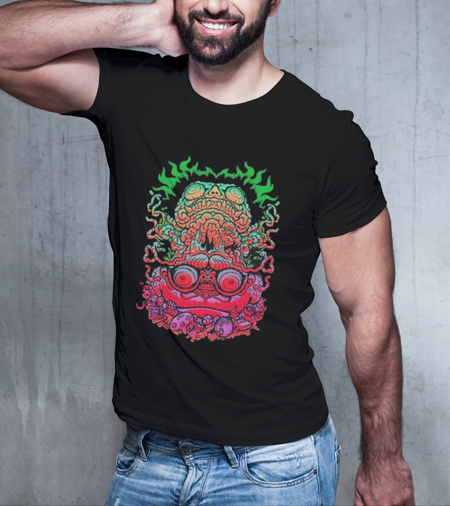 Papa Meat Psychedelic Skull Monster Stack T-Shirt