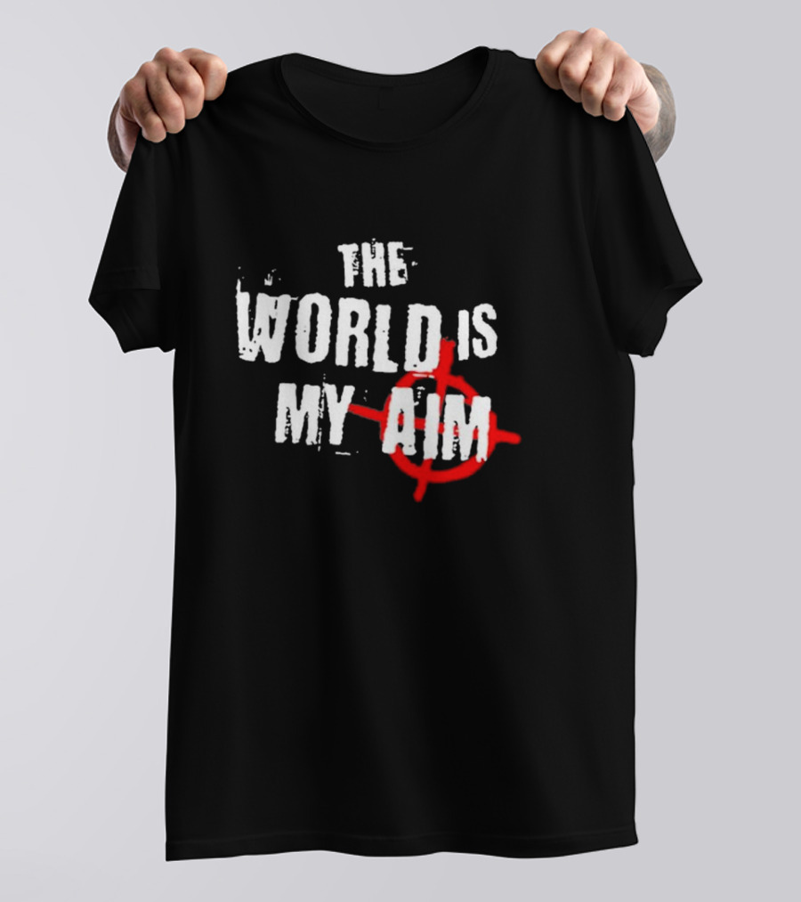 The World Is My Aim Vintage Black And White With Red Target Circle T-Shirt