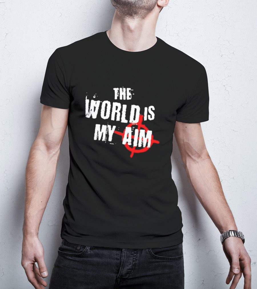 The World Is My Aim Vintage Black And White With Red Target Circle T-Shirt