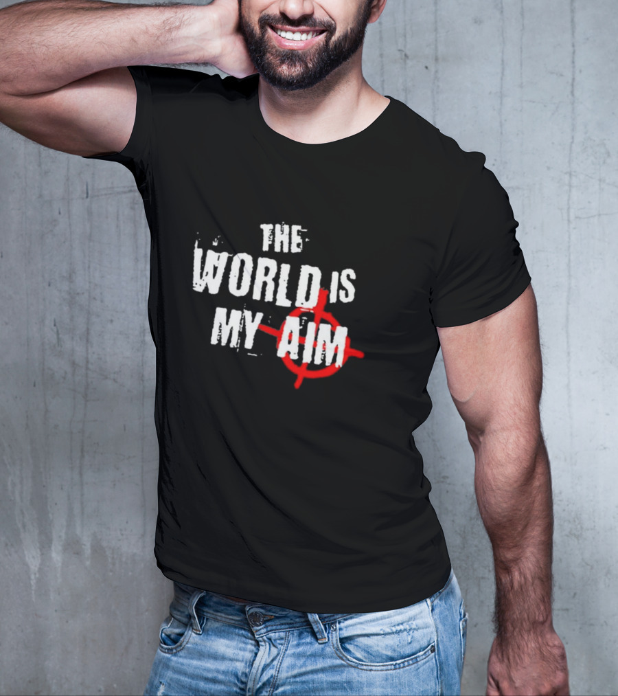 The World Is My Aim Vintage Black And White With Red Target Circle T-Shirt