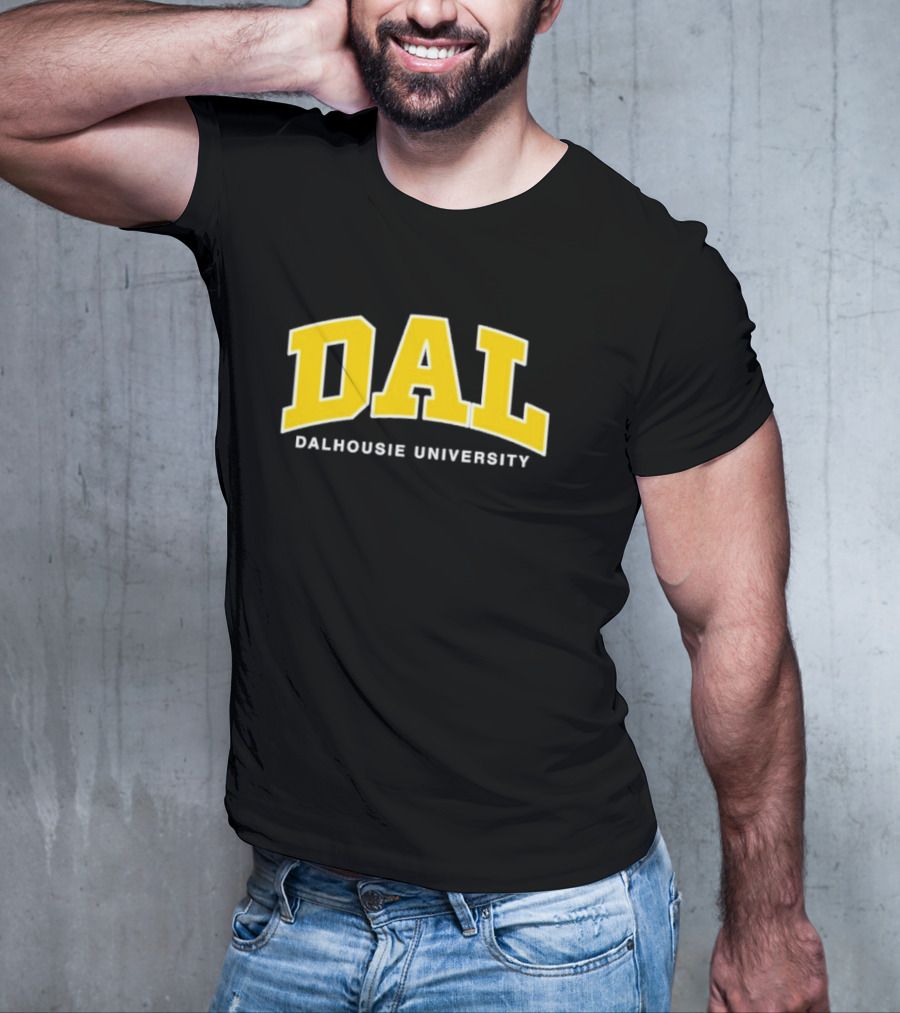 DAL Dalhousie University Yellow Arch Text T-Shirt