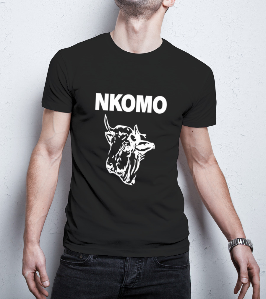 NKOMO Cow Illustration White Text T-Shirt