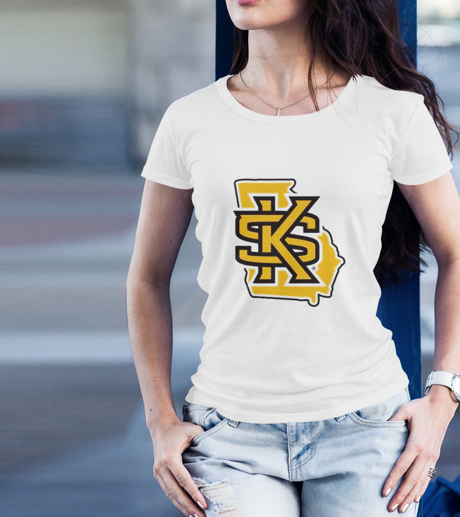 KSU Athletics Black And Gold Georgia Map T-Shirt