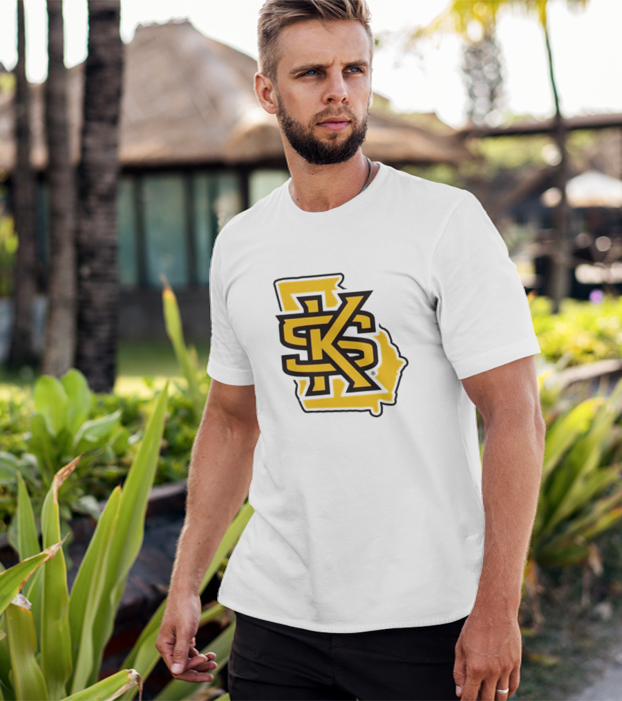 KSU Athletics Black And Gold Georgia Map T-Shirt