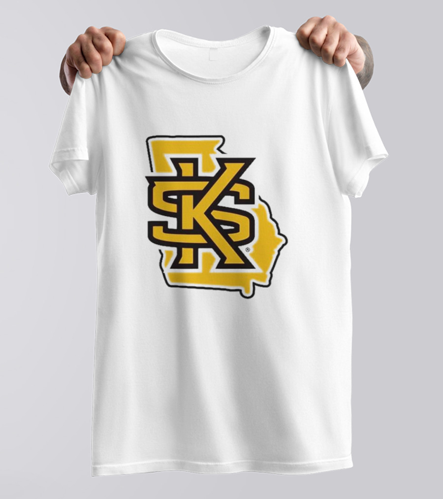 KSU Athletics Black And Gold Georgia Map T-Shirt
