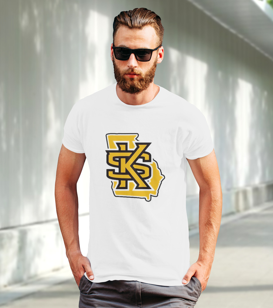 KSU Athletics Black And Gold Georgia Map T-Shirt