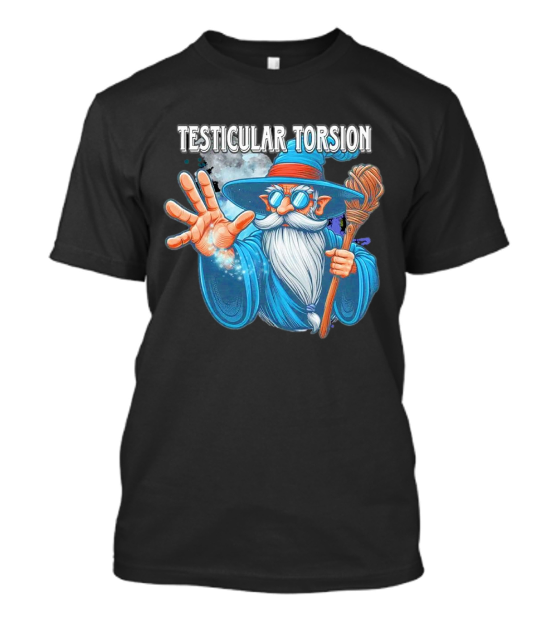 Testicular Torsion Wizard With Magic And Broomstick T-Shirt