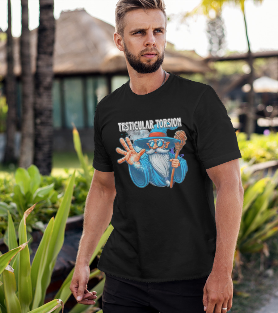Testicular Torsion Wizard With Magic And Broomstick T-Shirt