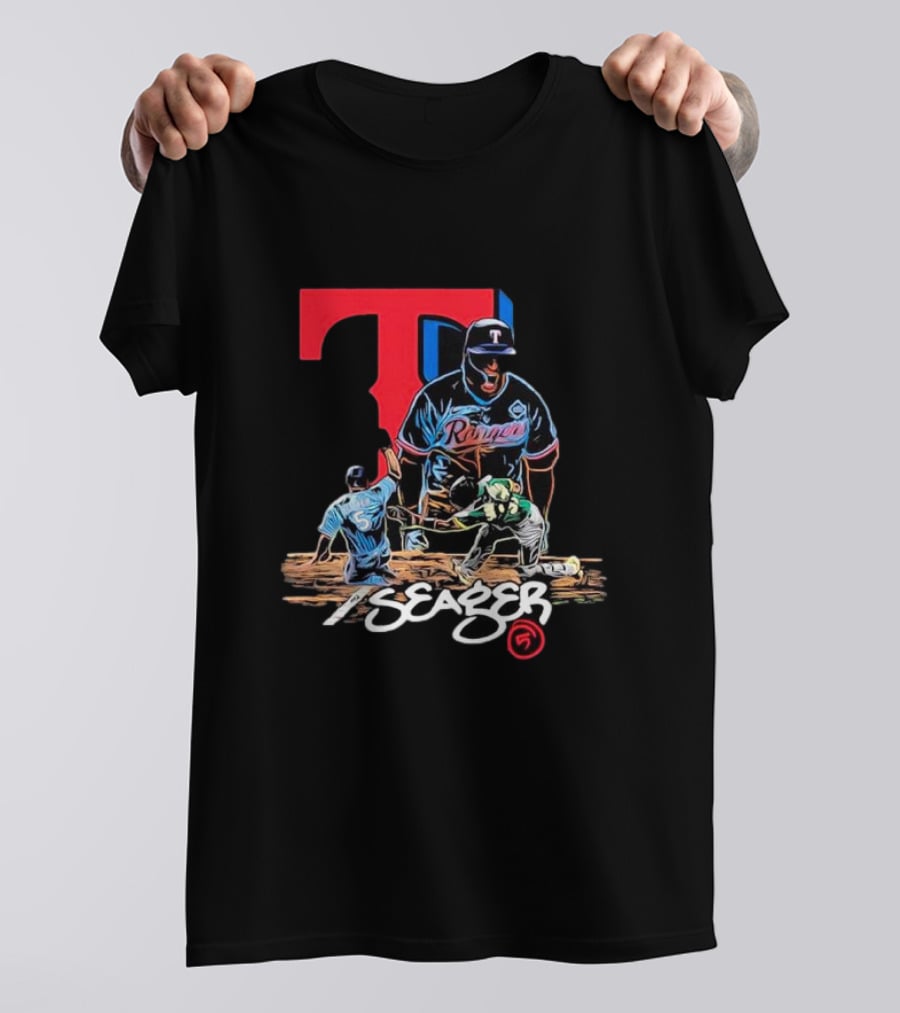 Texas Rangers Seager Baseball Action T-Shirt
