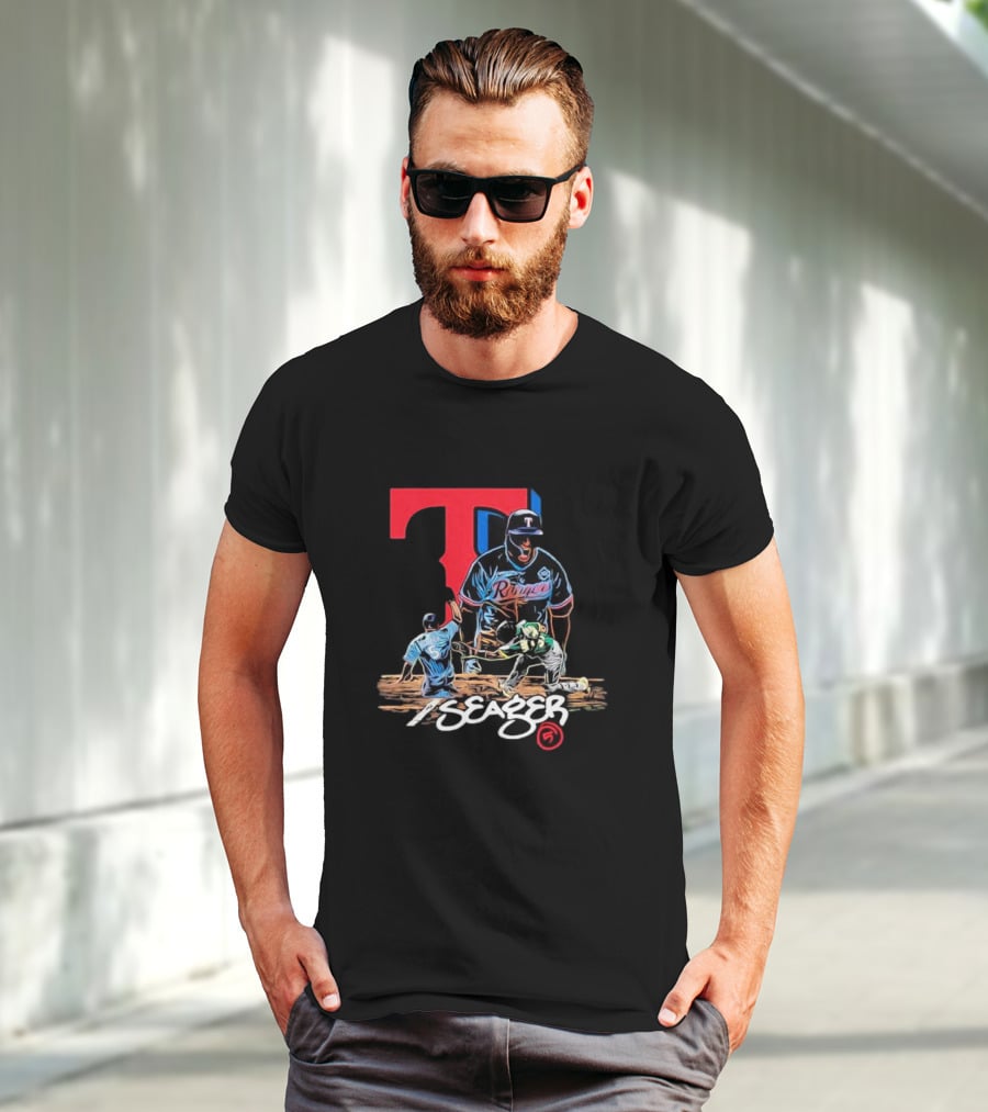 Texas Rangers Seager Baseball Action T-Shirt