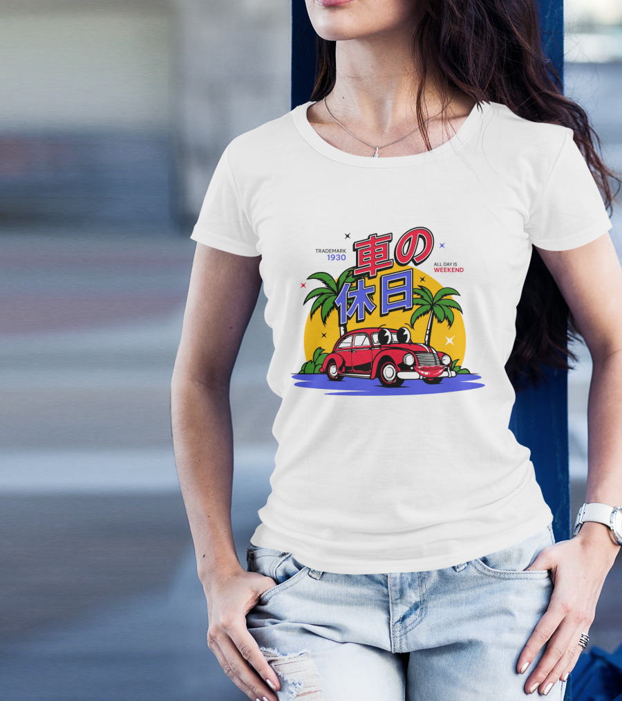 Trademark 1930 Car Holiday All Days Weekend Palm Trees T-Shirt