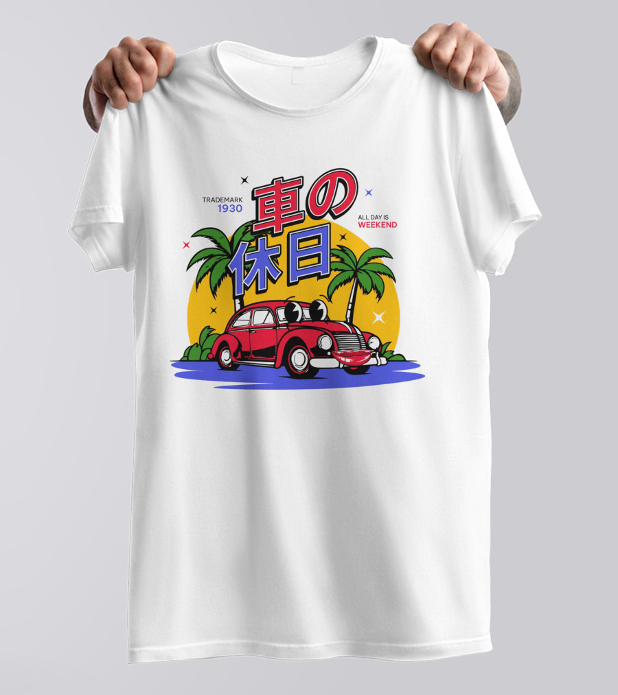 Trademark 1930 Car Holiday All Days Weekend Palm Trees T-Shirt