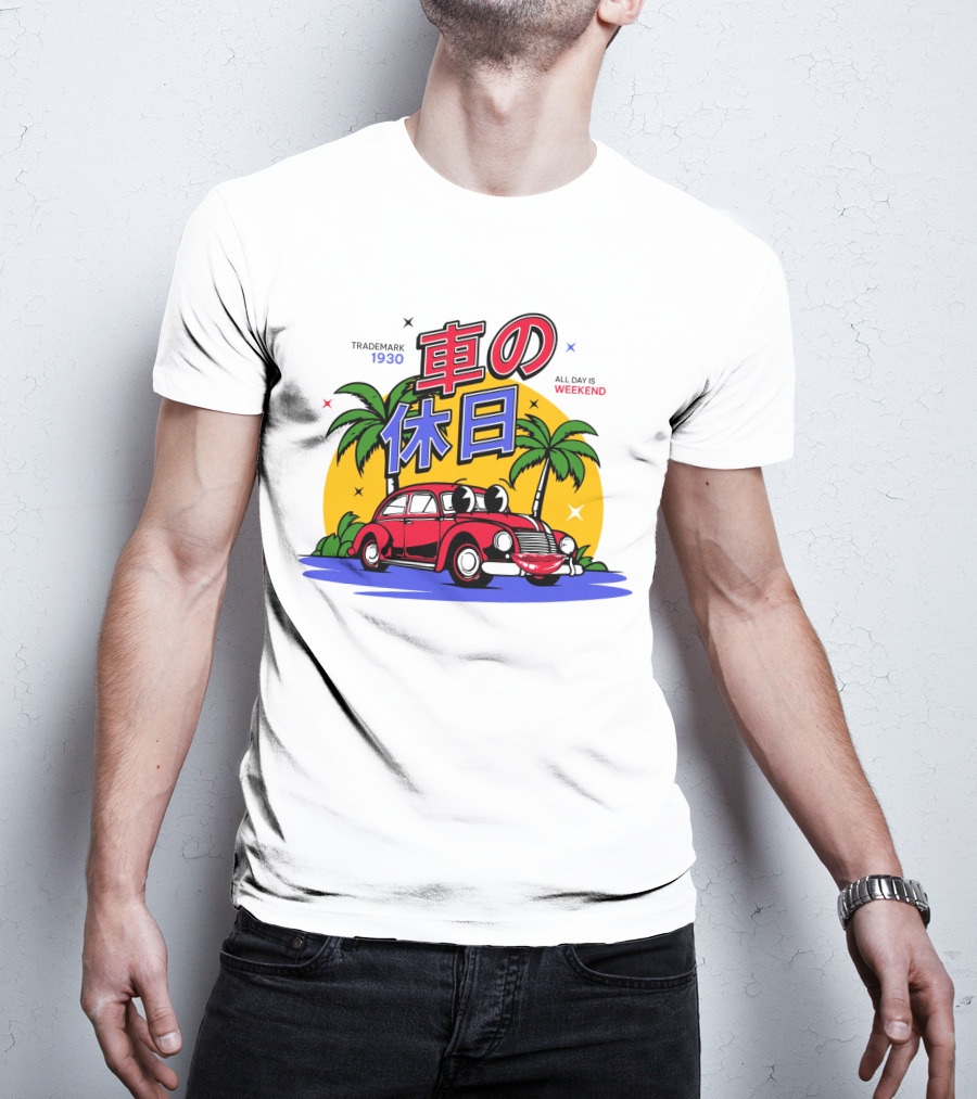 Trademark 1930 Car Holiday All Days Weekend Palm Trees T-Shirt