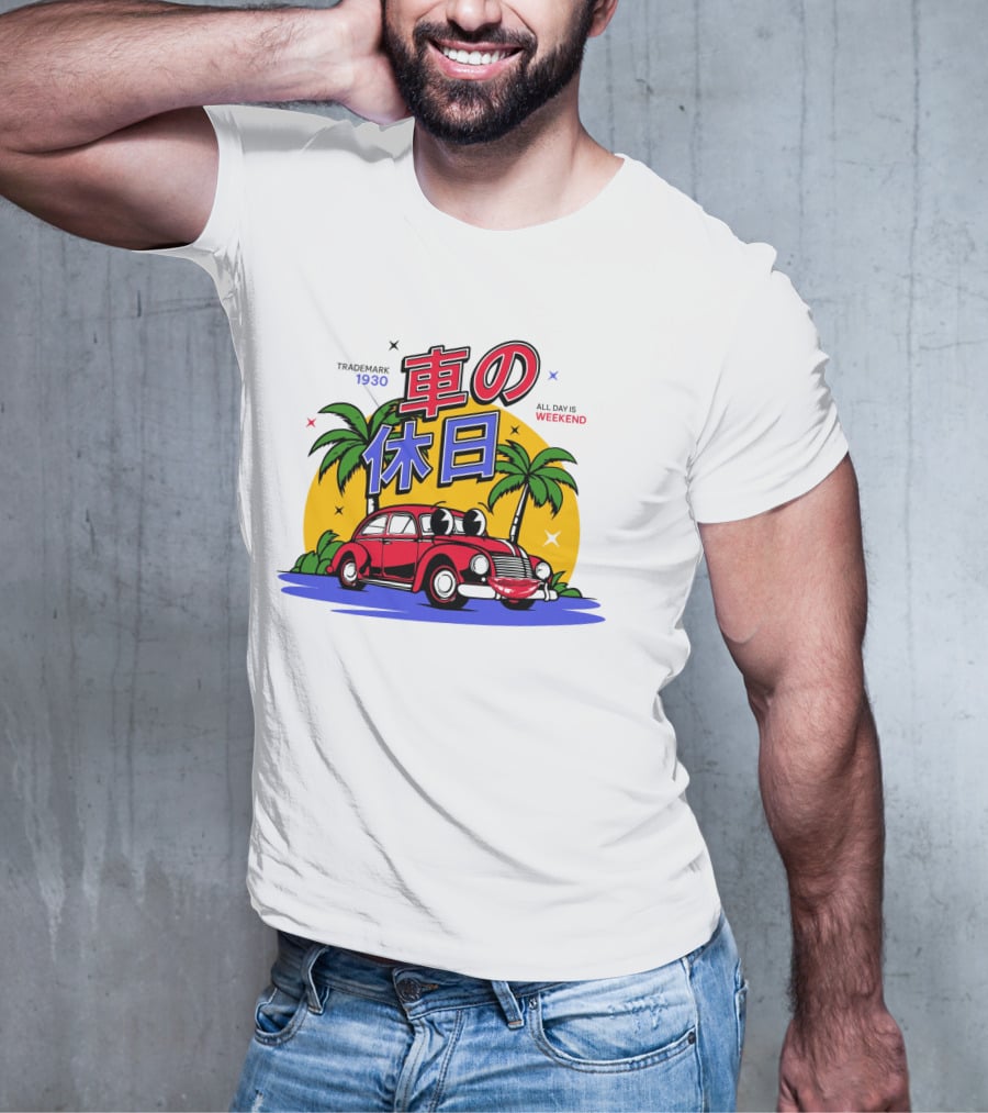 Trademark 1930 Car Holiday All Days Weekend Palm Trees T-Shirt