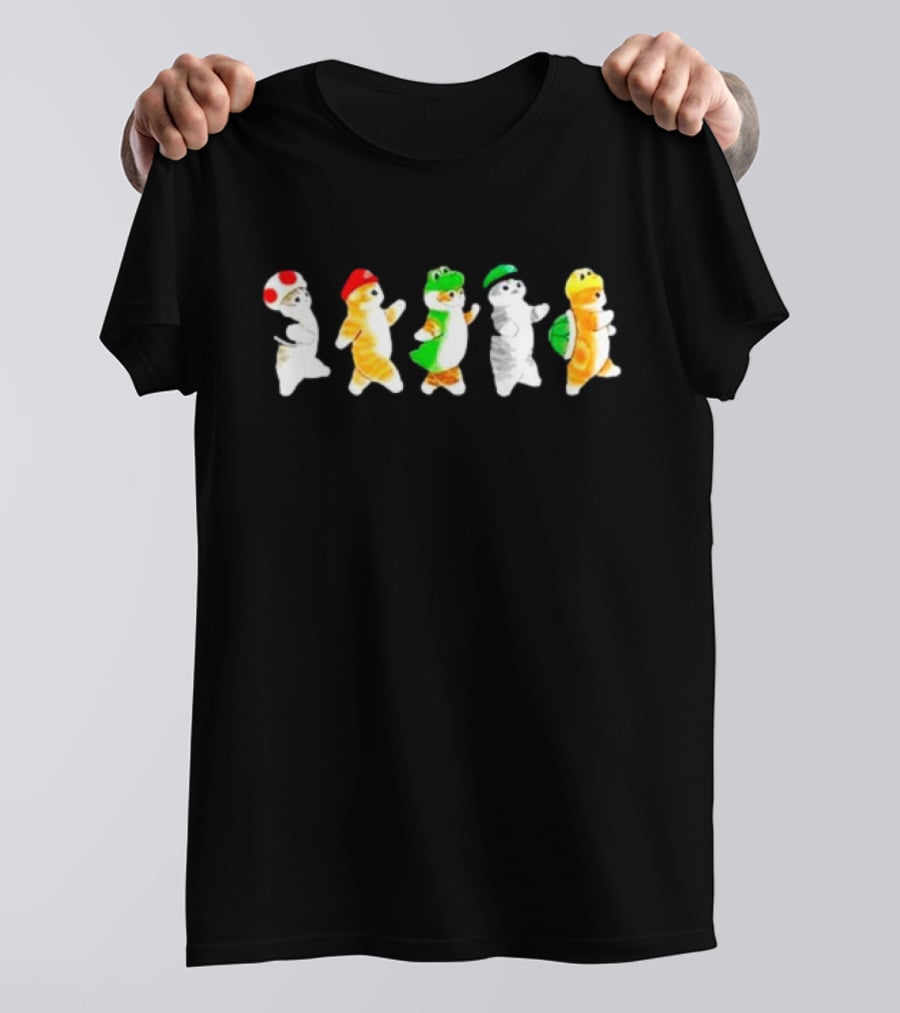 Cat Super Mario Toad Yoshi Luigi Bowser Icons T-Shirt