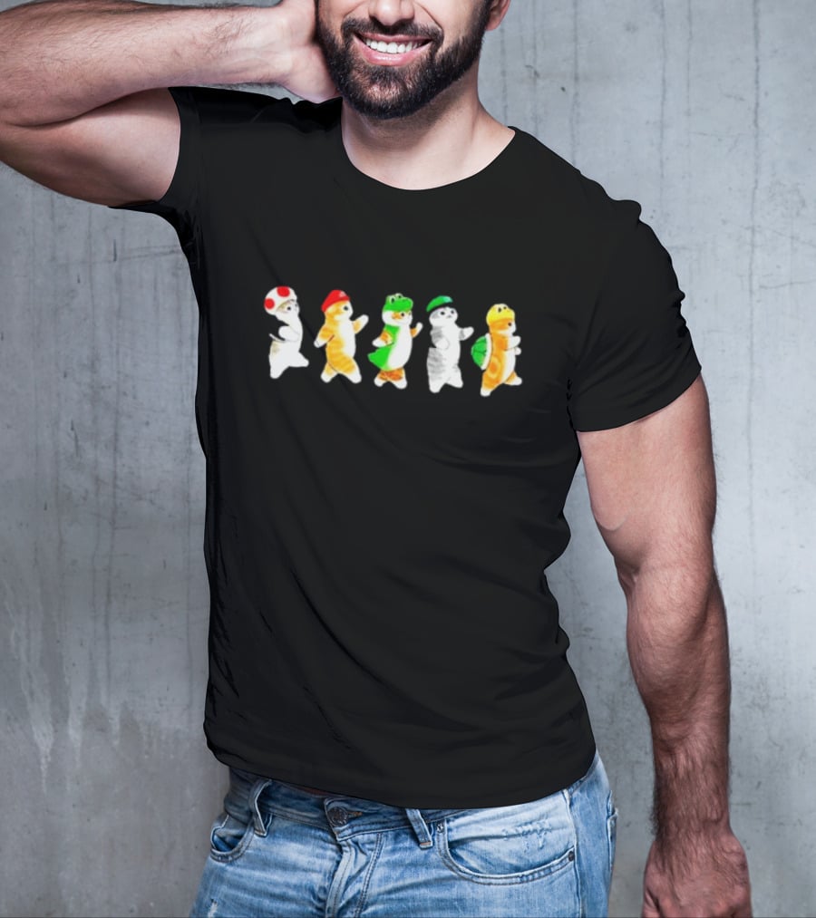 Cat Super Mario Toad Yoshi Luigi Bowser Icons T-Shirt