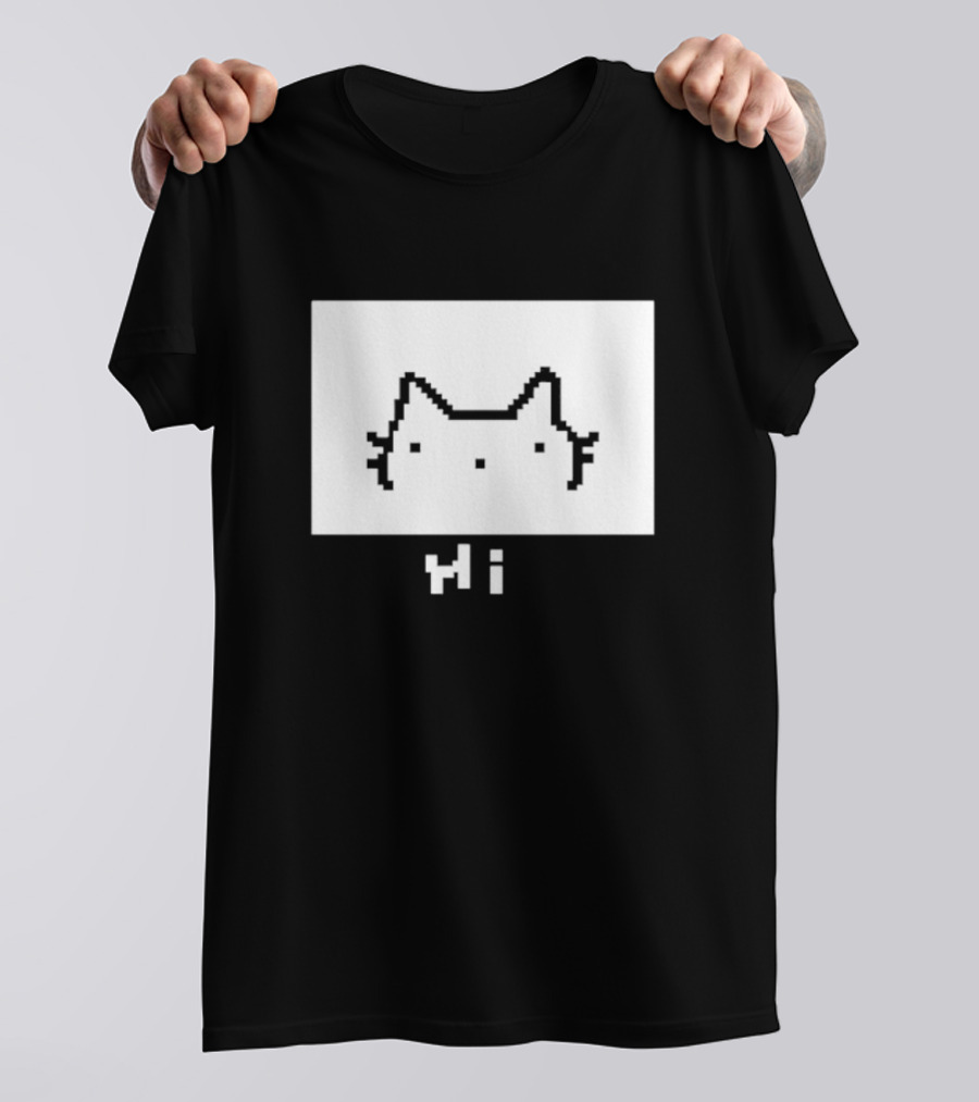 Chew Hi Cat Pixel Art Minimalistic Kitty T-Shirt