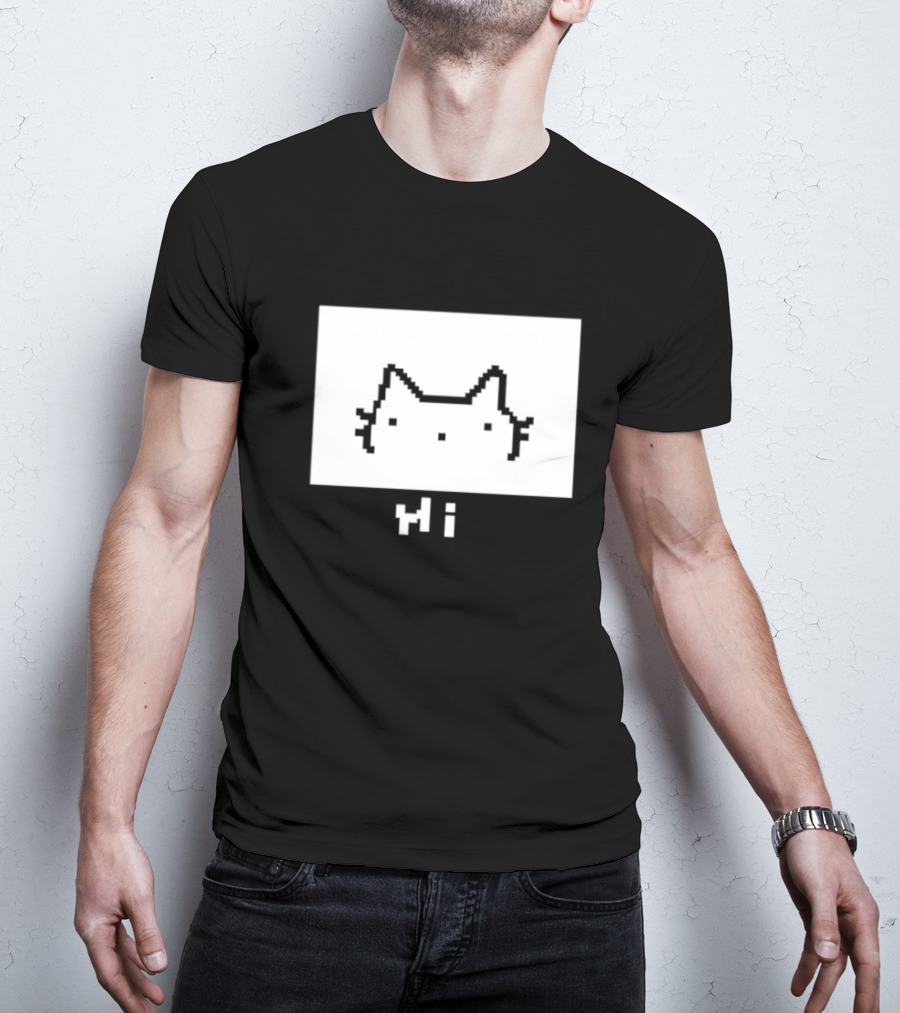 Chew Hi Cat Pixel Art Minimalistic Kitty T-Shirt