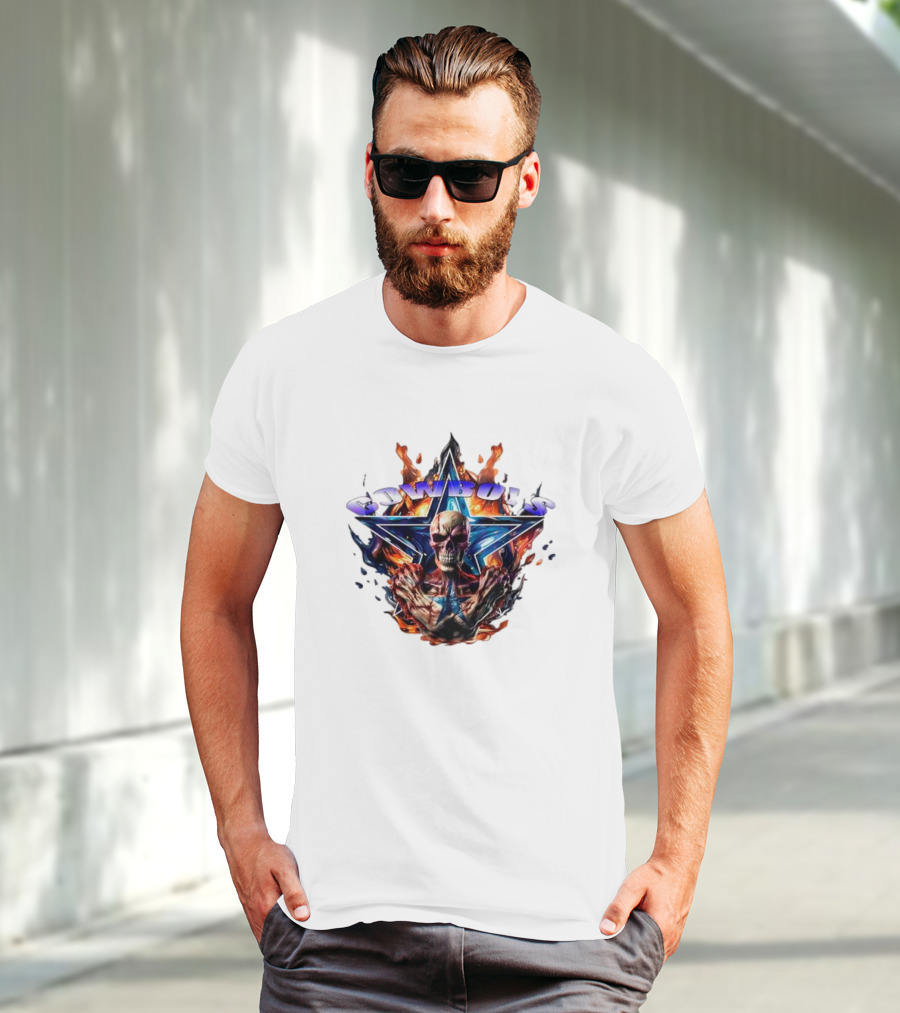 Cowboys Skeleton Star Flames T-Shirt