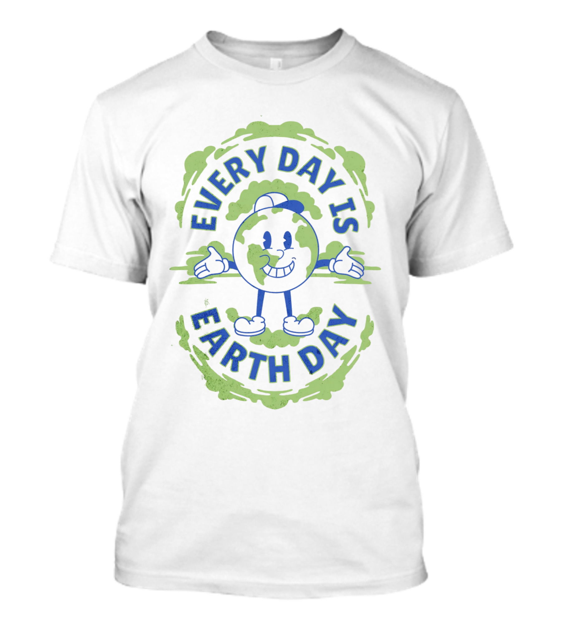 Every Day Is Earth Day Globe Character Smiling T-Shirt
