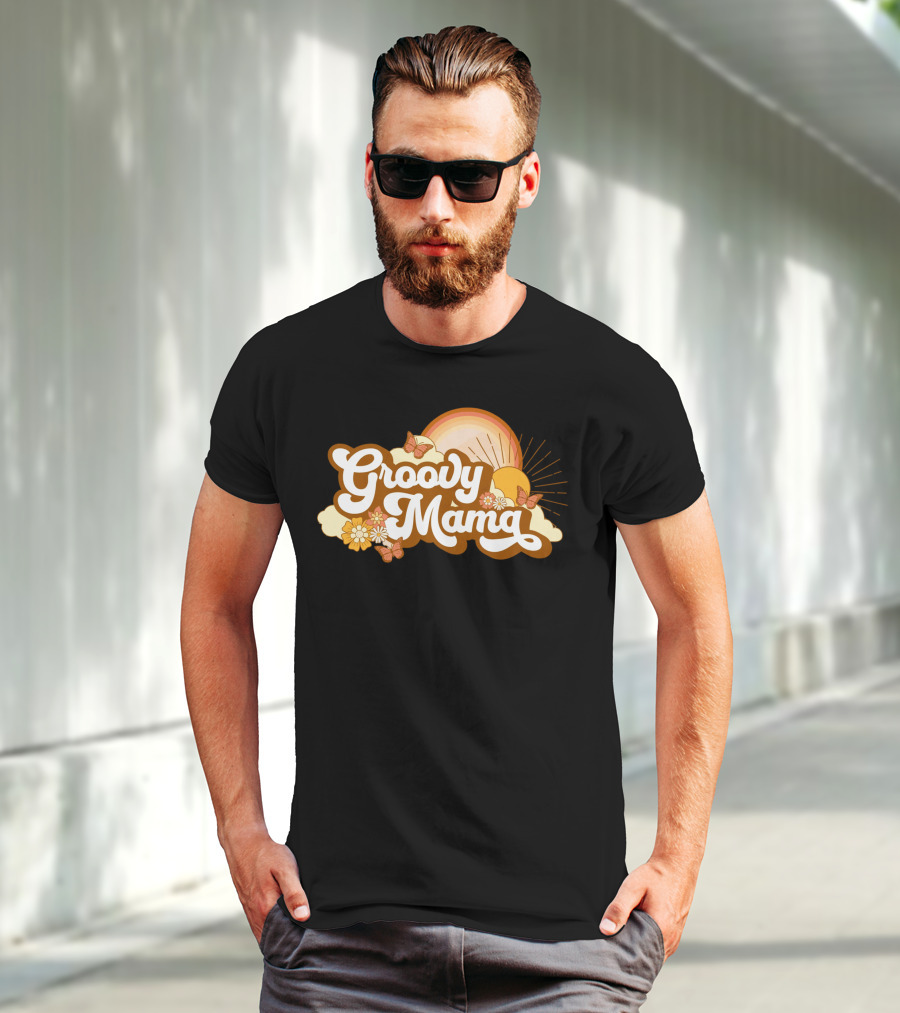 Groovy Mama Retro Sunflower Butterflies T-Shirt