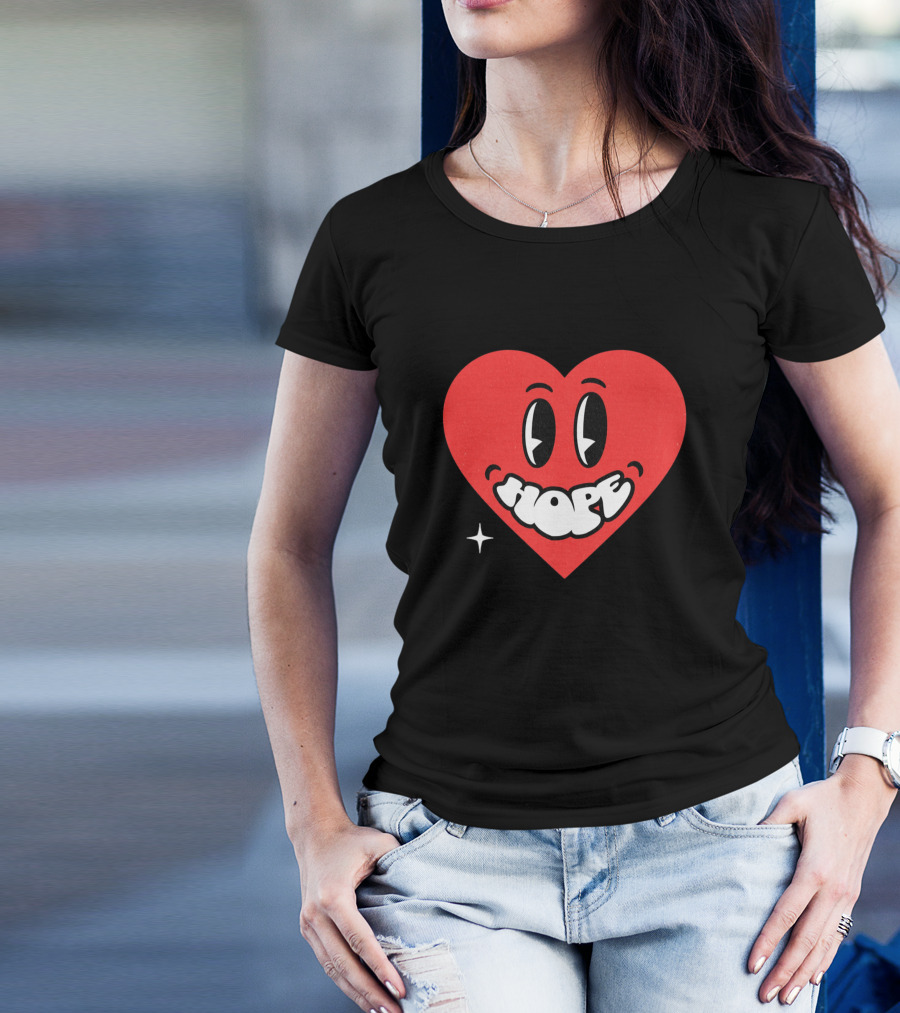 Hope Heart With Cartoon Eyes And Sparkle T-Shirt