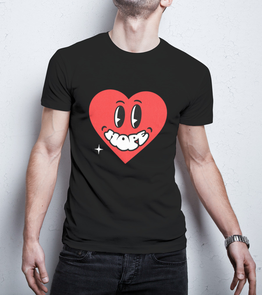 Hope Heart With Cartoon Eyes And Sparkle T-Shirt