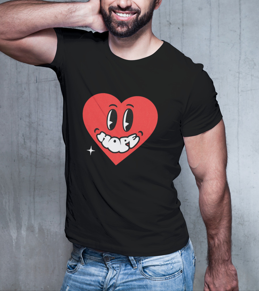 Hope Heart With Cartoon Eyes And Sparkle T-Shirt