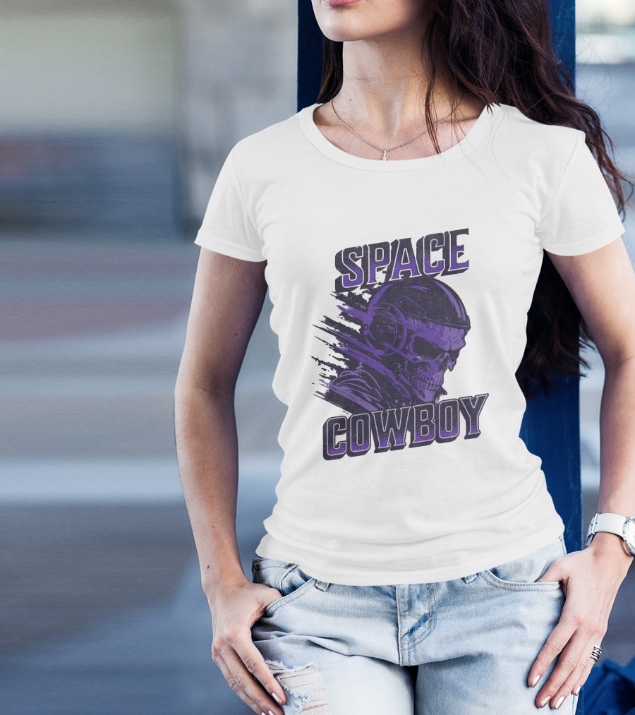 Space Cowboy Skull Helmet Cosmic Adventure T-Shirt