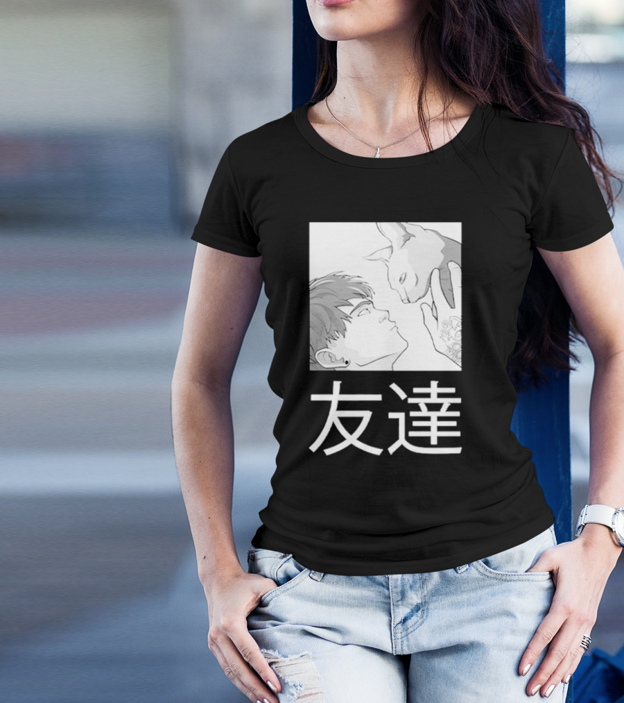 Cry Best Friends Tomodachi Cat Interaction Friendship Kanji Visual T-Shirt