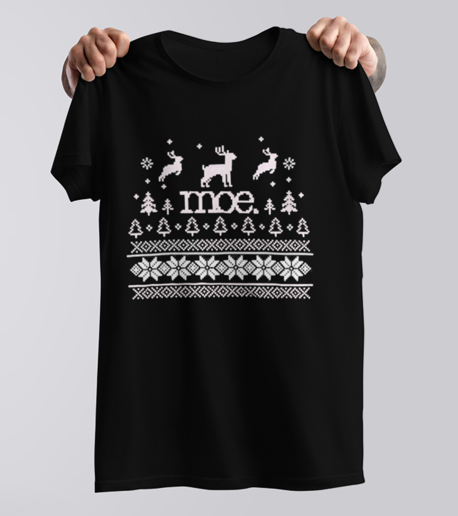 Moe Reindeer Ugly Christmas Sweater Snowflakes Trees T-Shirt