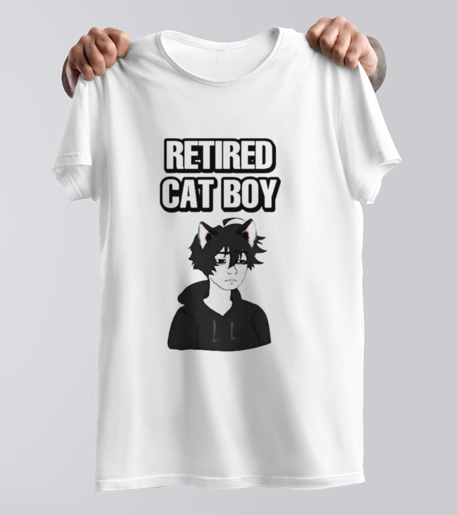 RETired Cat Boy With Black Hoodie And Cat Ears T-Shirt