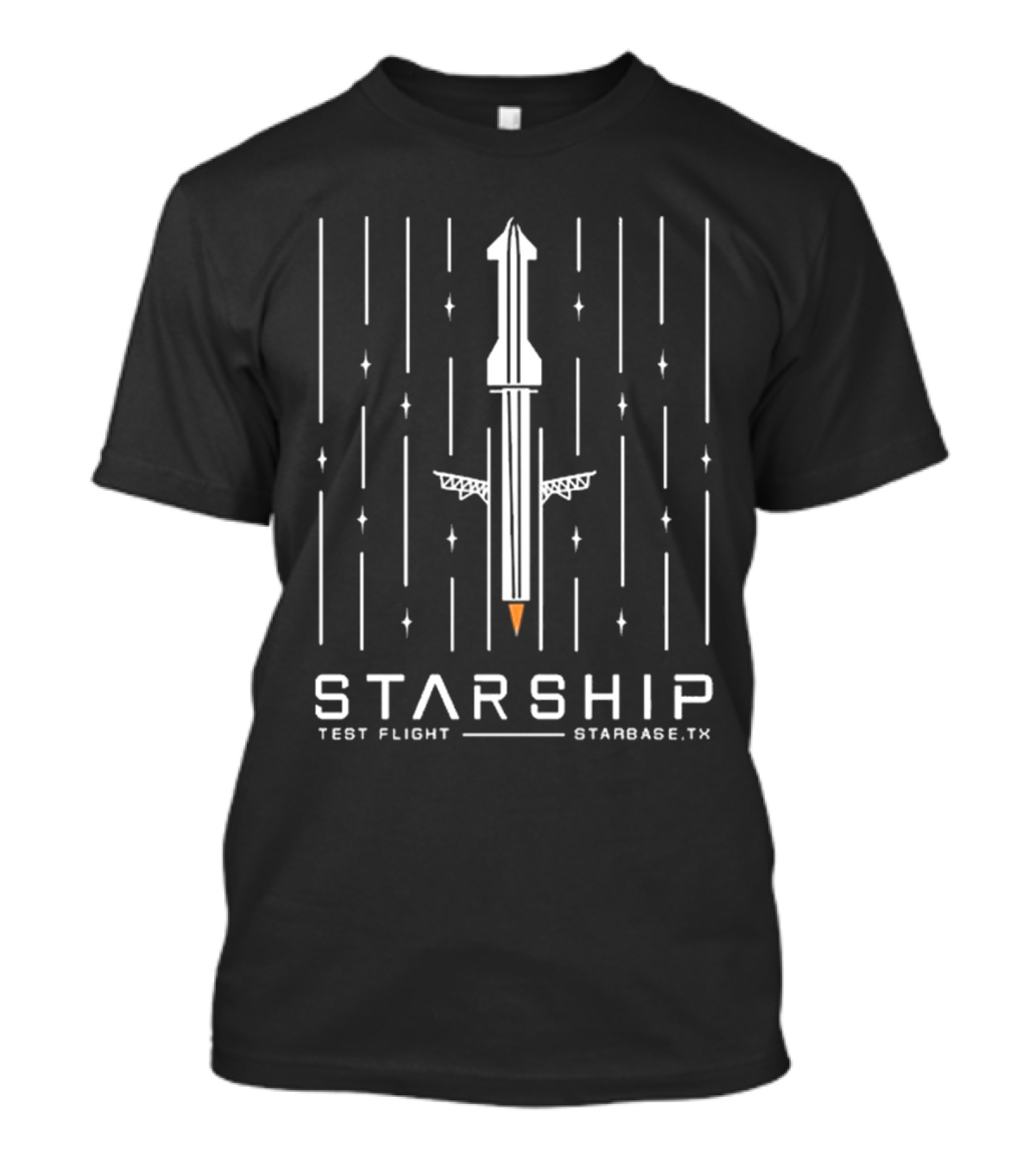 Starship Launch Illustration With Test Flight Starbase TX T-Shirt