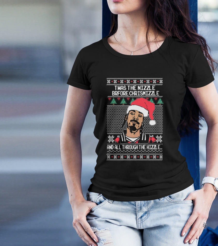 TWAS The Nizzle Before Chrismizzle And All Through The Hizzle Santa Hat Holiday T-Shirt