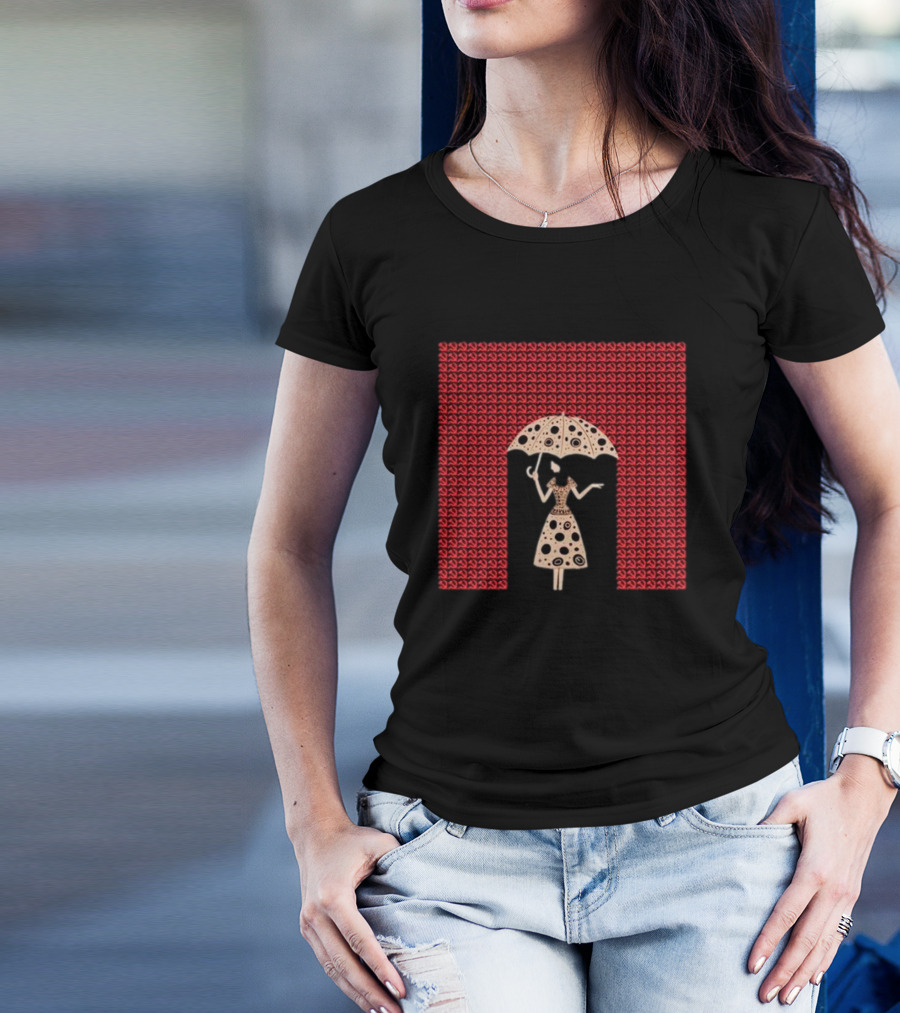 It’s All Around You Artisan Series Umbrella Pattern Black And Red T-Shirt