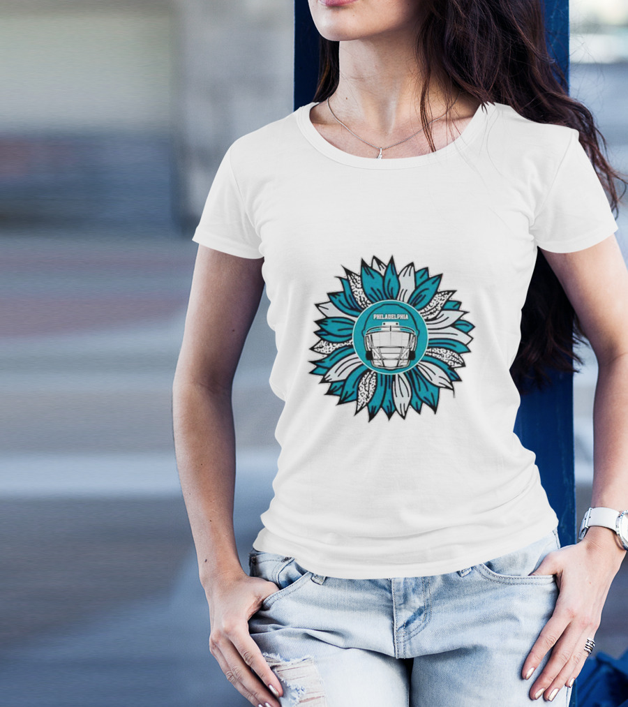 Philadelphia Eagles Football Helmet Sunflower T-Shirt
