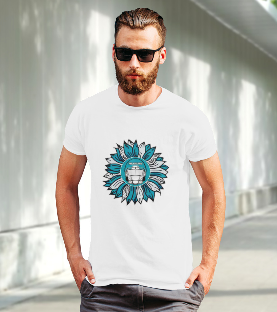 Philadelphia Eagles Football Helmet Sunflower T-Shirt