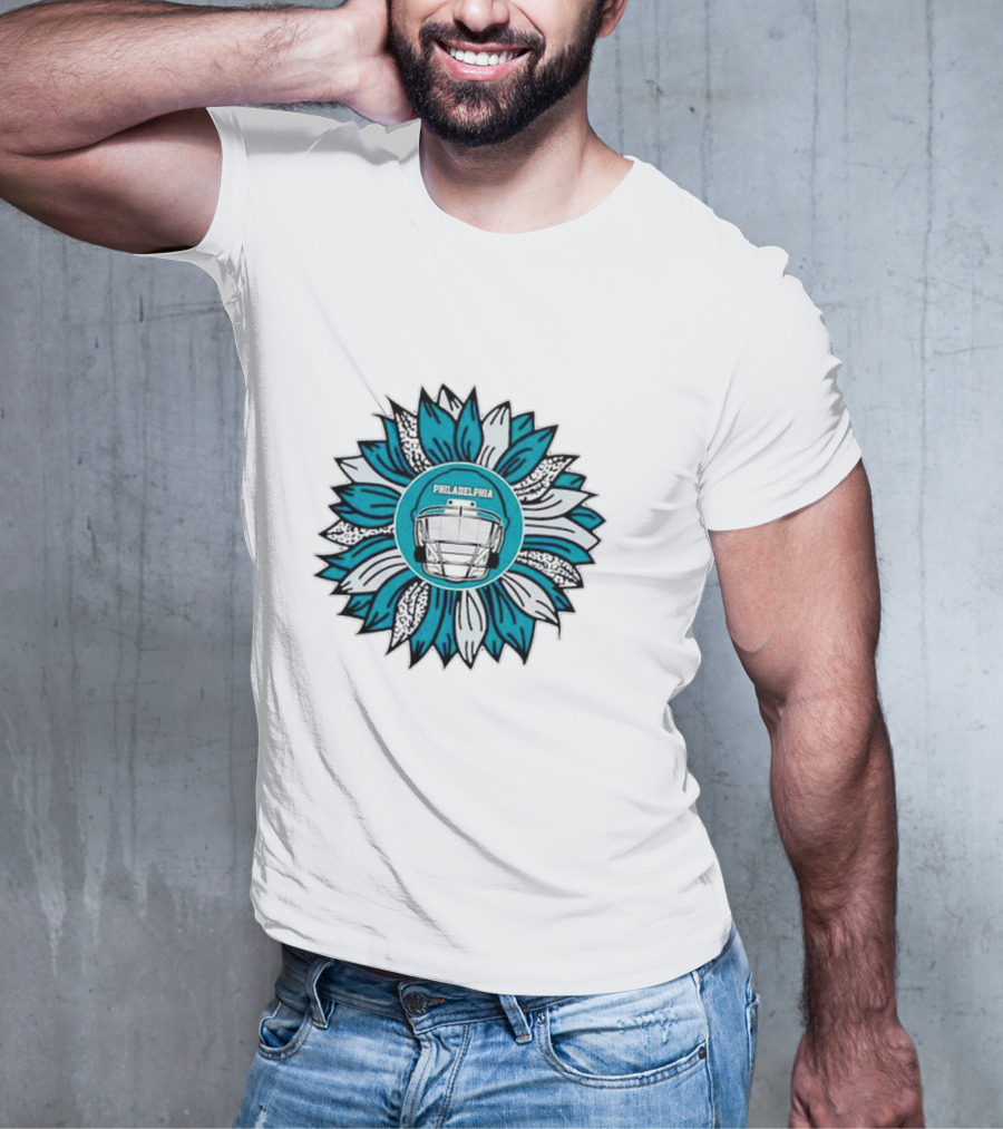 Philadelphia Eagles Football Helmet Sunflower T-Shirt