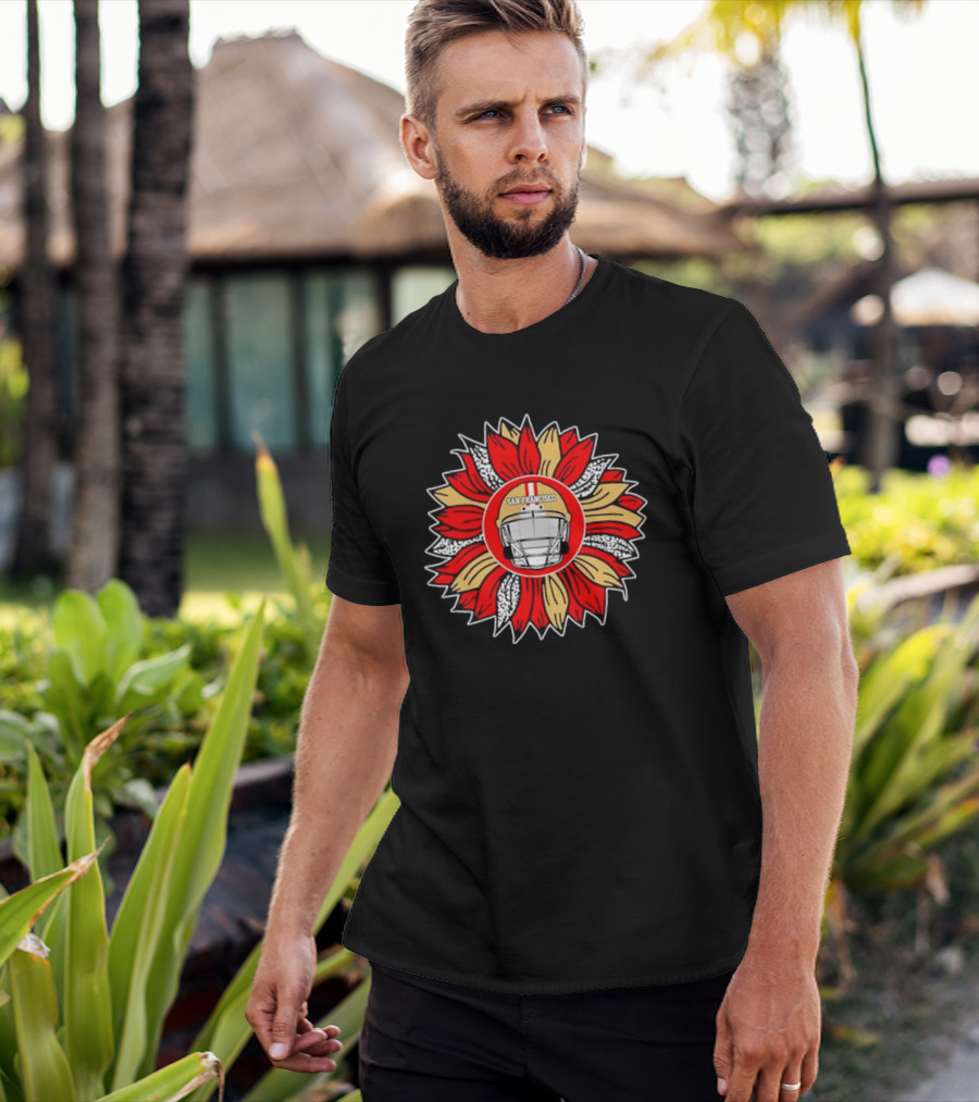 San Francisco 49ers Football Helmet Sunflower T-Shirt