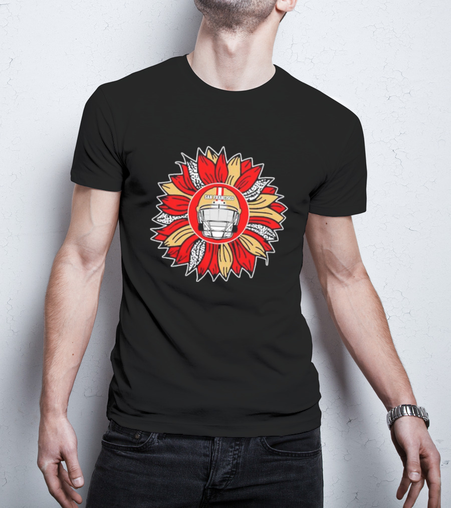 San Francisco 49ers Football Helmet Sunflower T-Shirt
