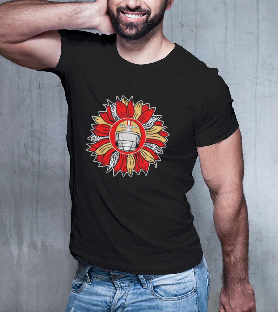San Francisco 49ers Football Helmet Sunflower T-Shirt