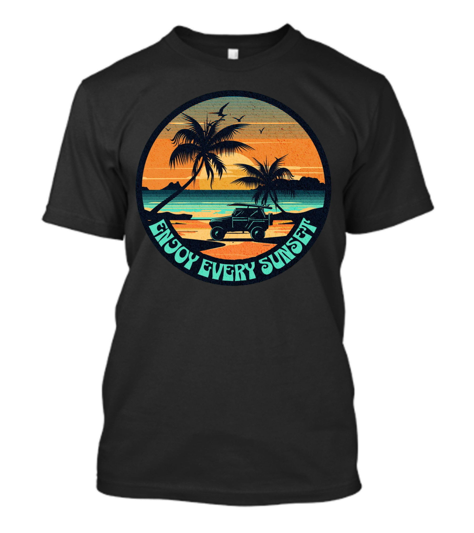 Enjoy Every Sunset Tropical Beach Jeep Adventure T-Shirt