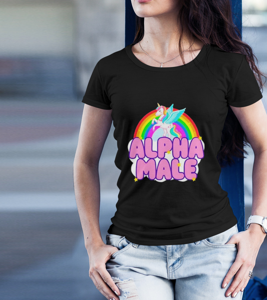Alpha Male Unicorn Rainbow Cloud T-Shirt