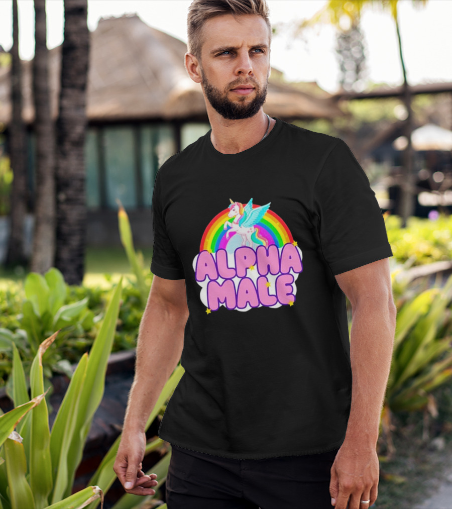 Alpha Male Unicorn Rainbow Cloud T-Shirt