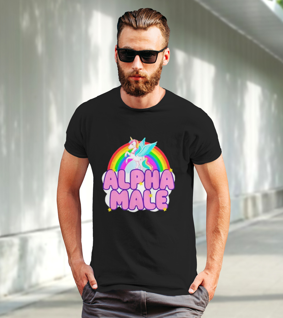 Alpha Male Unicorn Rainbow Cloud T-Shirt