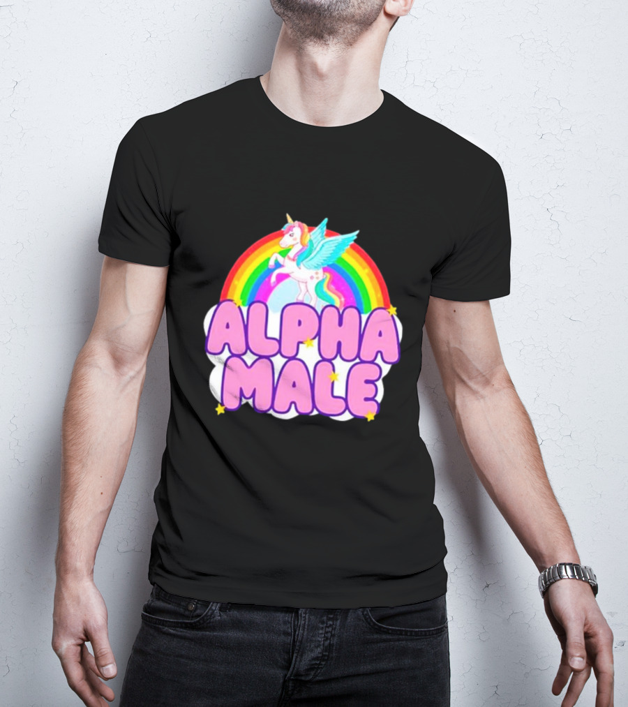 Alpha Male Unicorn Rainbow Cloud T-Shirt