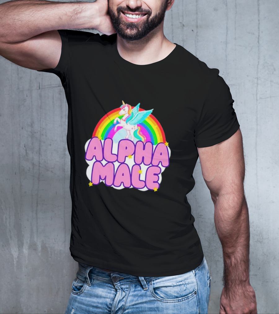 Alpha Male Unicorn Rainbow Cloud T-Shirt