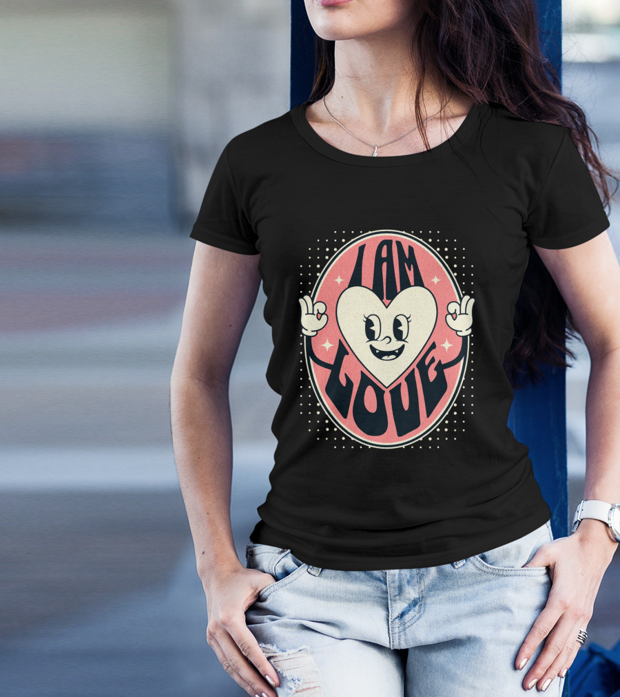 I Am Love Retro Heart Character Valentine's Day T-Shirt