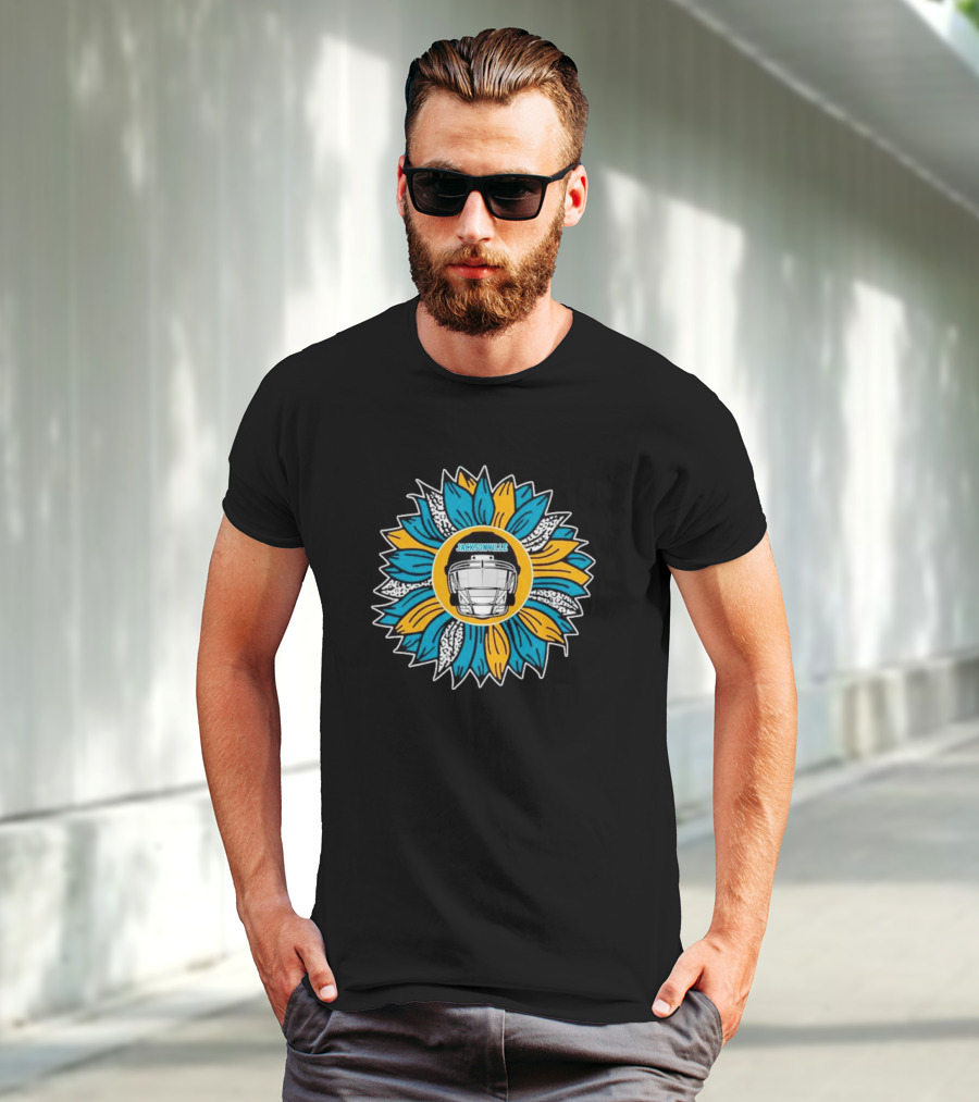 Jacksonville Jaguars Football Helmet Sunflower T-Shirt